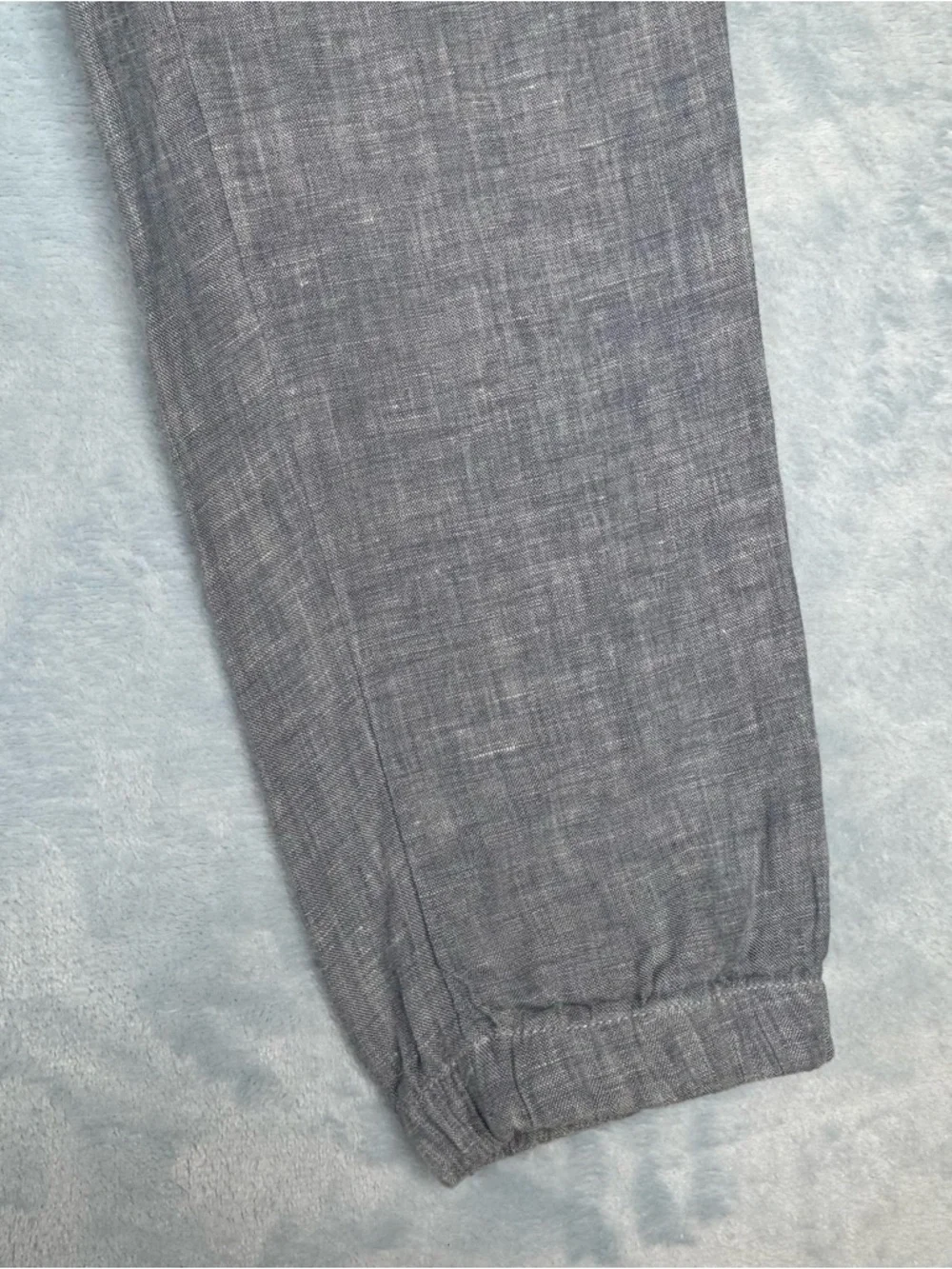 Athleta Cabo Linen Blue Textured Linen Jogger Pants Striped Drawstring Size 4